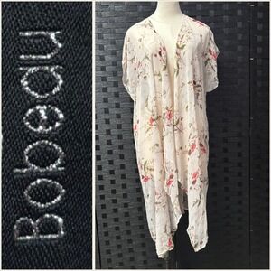 Bobeau Floral Print Kimono Cardigan Lightweight Duster Women' M